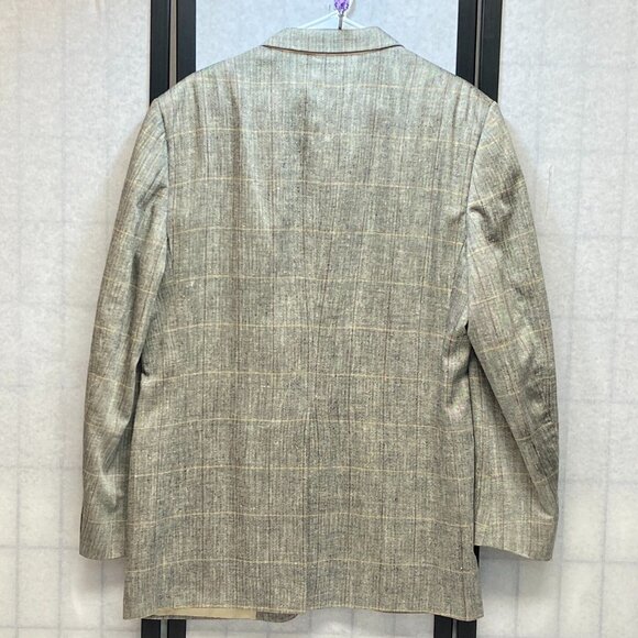 Vintage Southampton USA Tweed Stripe 100% Silk Suit Blazer Jacket Gold Black 44L - Picture 2 of 12